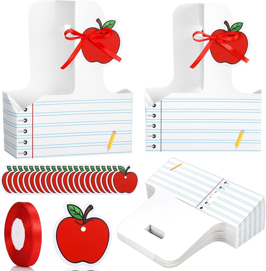 20 Set Teacher Appreciation Gifts 2 Cup Drink Carrier with Apple Greeting Card Ribbon, Foldable K... | Amazon (US)