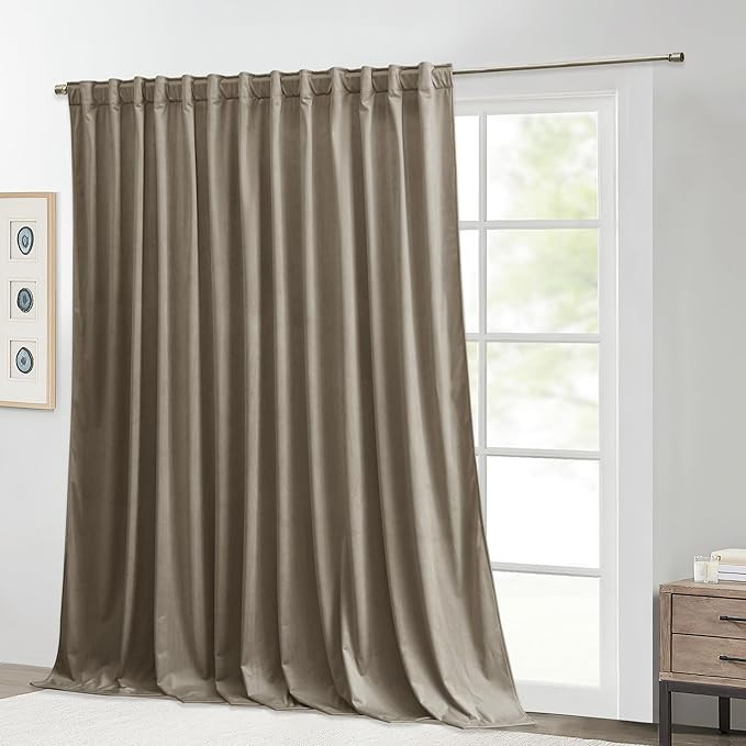 StangH Extra Wide Camel Beige Curtains for Living Room, Super Soft Velvet Room Darkening Window D... | Amazon (US)
