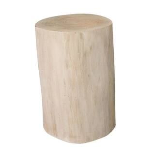 PADMA'S PLANTATION Natural Tree Stump 15 in. Whitewash Round Wood 19 in. Side Table NAT06-19-WHT... | The Home Depot