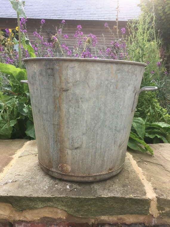 Zinc Galvanised Storage Bin/Bucket / Bath , French Vintage Home Garden Decor | Etsy (US)