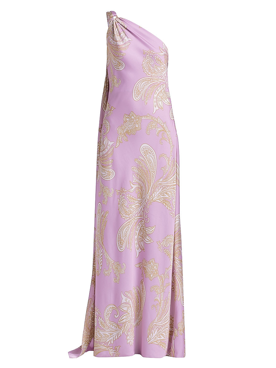 Women's Jiah Paisley One-Shoulder Gown - Lilac - Size Large | Saks Fifth Avenue