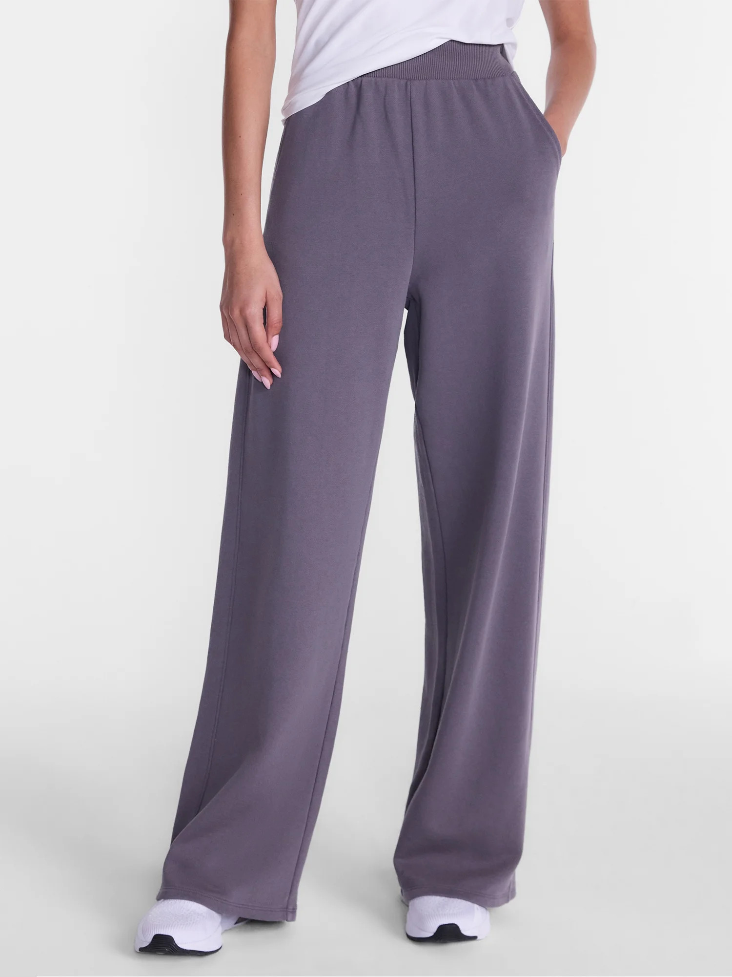 Athletic Works Women's and Women's Plus French Terry Wide Leg Pants, 31" Inseam, Sizes XS-4X | Walmart (US)