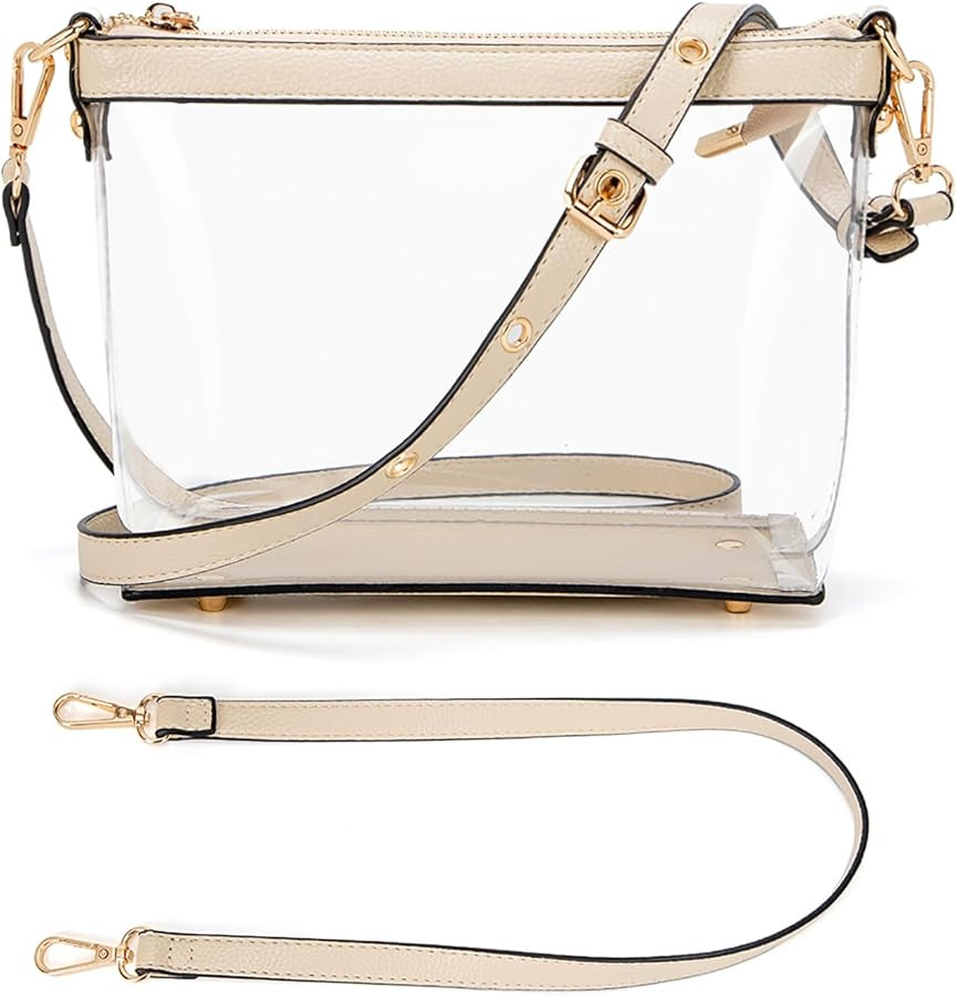 Y&R Direct 3-IN-1 Clear Zipper Crossbody Bag with Vegan Leather Trim Clear Purse for Stadium Fest... | Amazon (US)