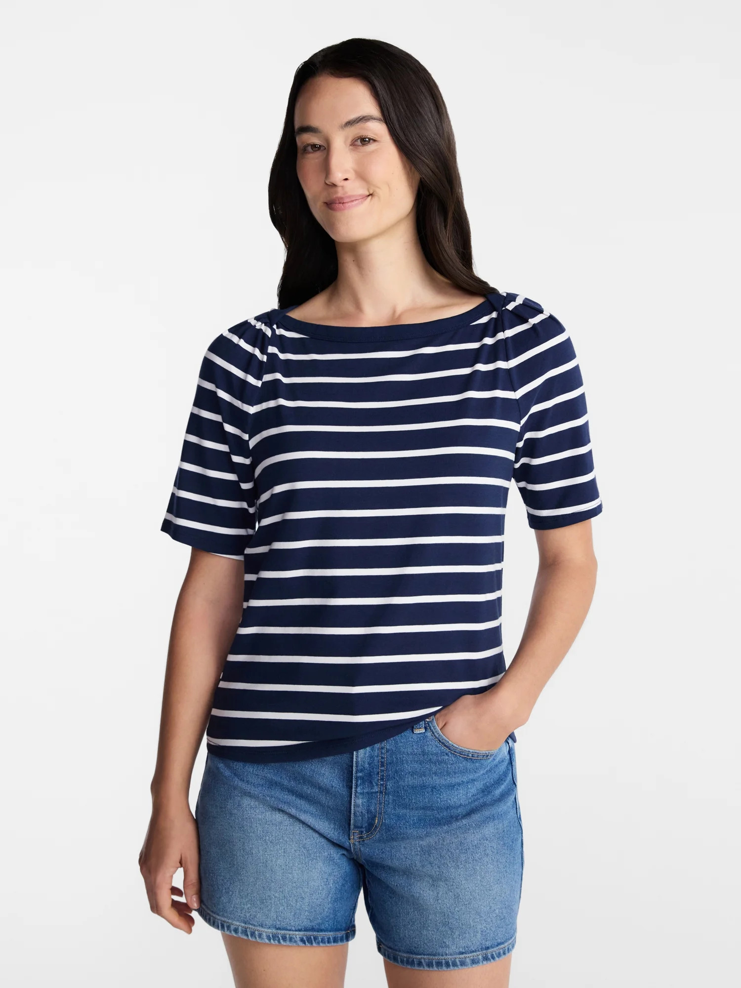 Time and Tru Women's Envelope Tee with Short Sleeves, Sizes XS-XXXL - Walmart.com | Walmart (US)