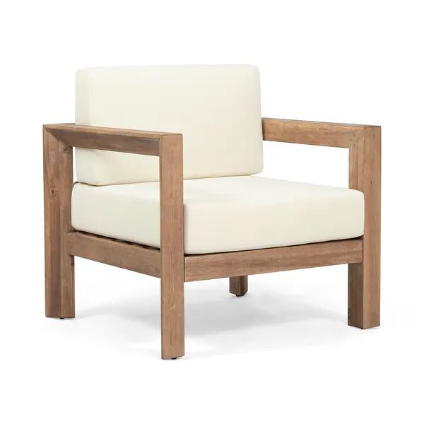 Genser Outdoor Wooden Club Chairs with Cushions by Christopher Knight Home - Bed Bath & Beyond - ... | Bed Bath & Beyond