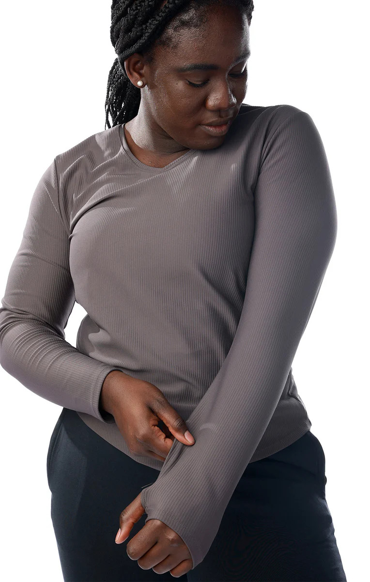 Women's Run On Grey Ribbed Top | Bunker Branding Co/The Linc/ Linc Active