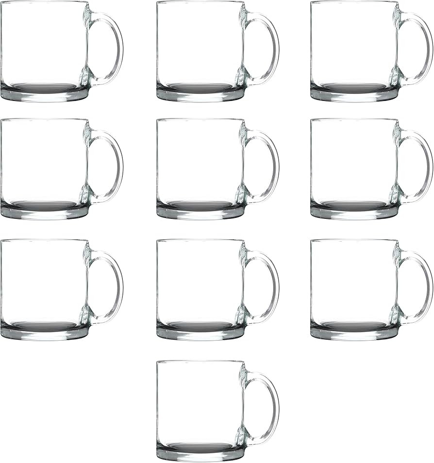 Libbey Clear Glass Coffee Mugs 13 oz. Set of 10, Bulk Pack - Perfect for Coffee, Tea, Espresso, H... | Amazon (US)