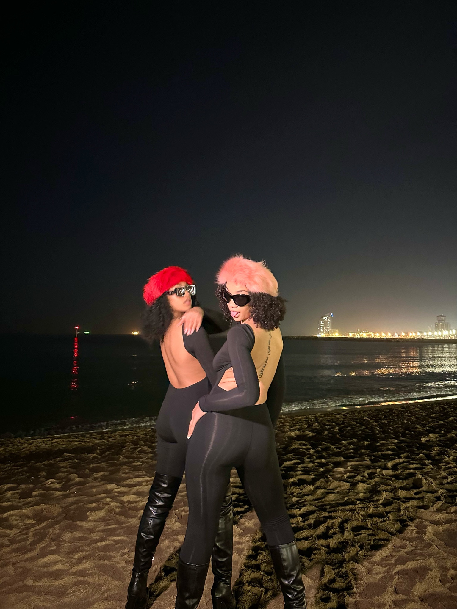 Jumpsuit: oh polly (HIGH NECK OPEN BACK JUMPSUIT IN BLACK)
