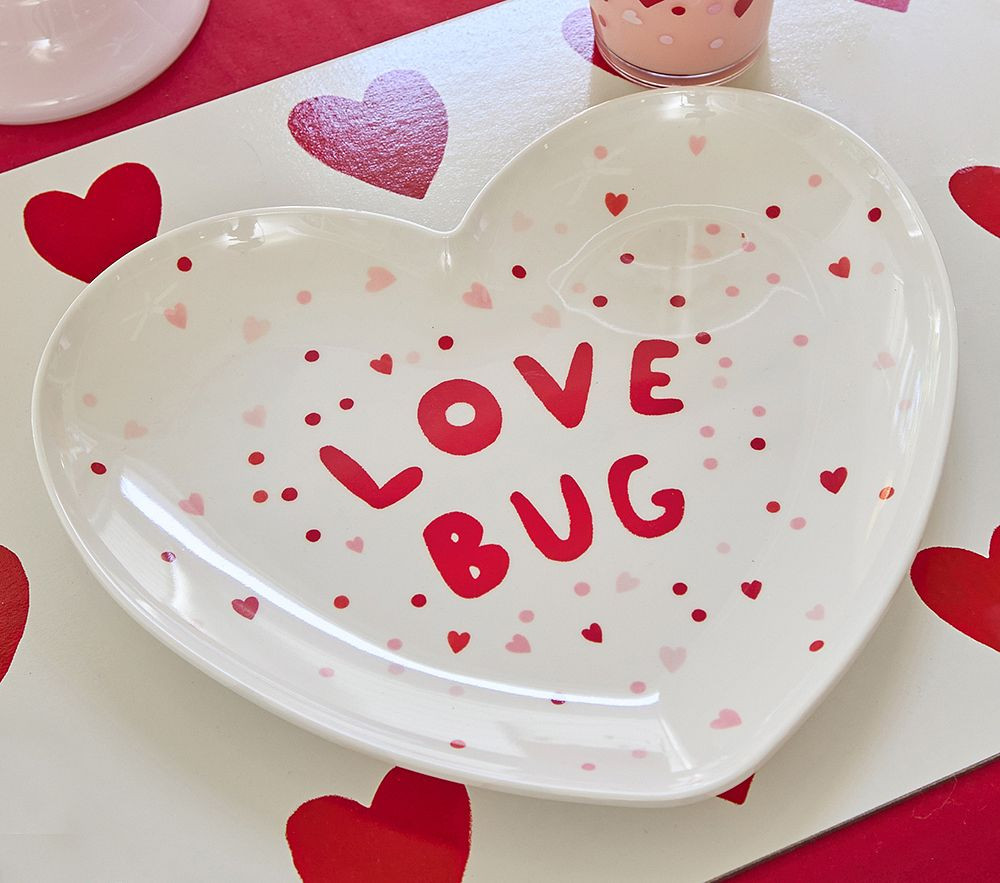 Love Bug Heart Shaped Melamine Plate | Pottery Barn Kids
