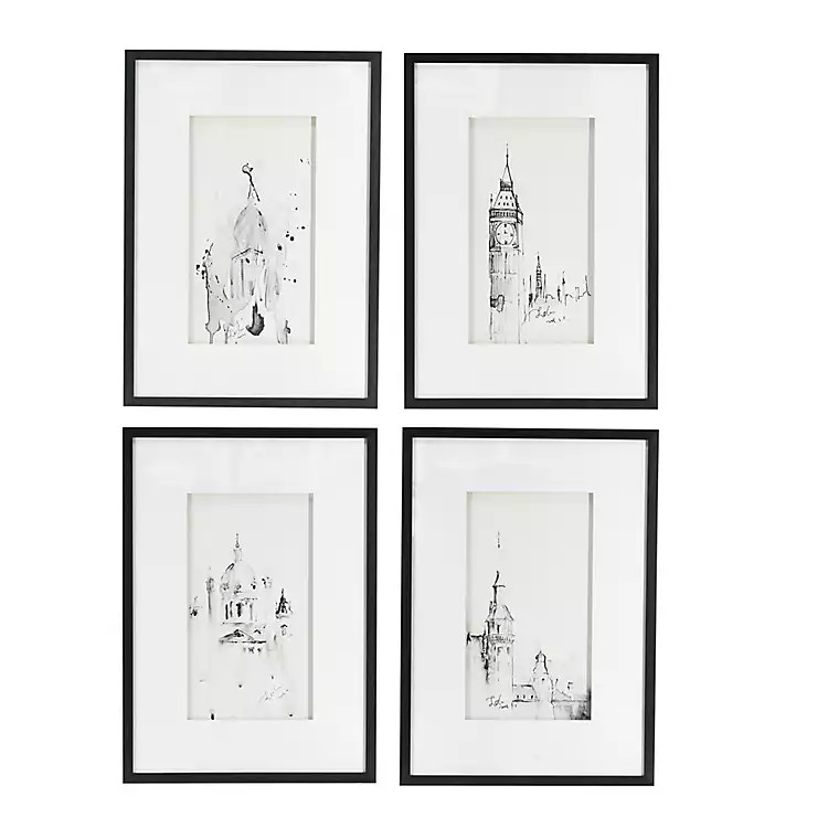 Architectural Drawings Framed Art Prints, Set of 4 | Kirkland's Home