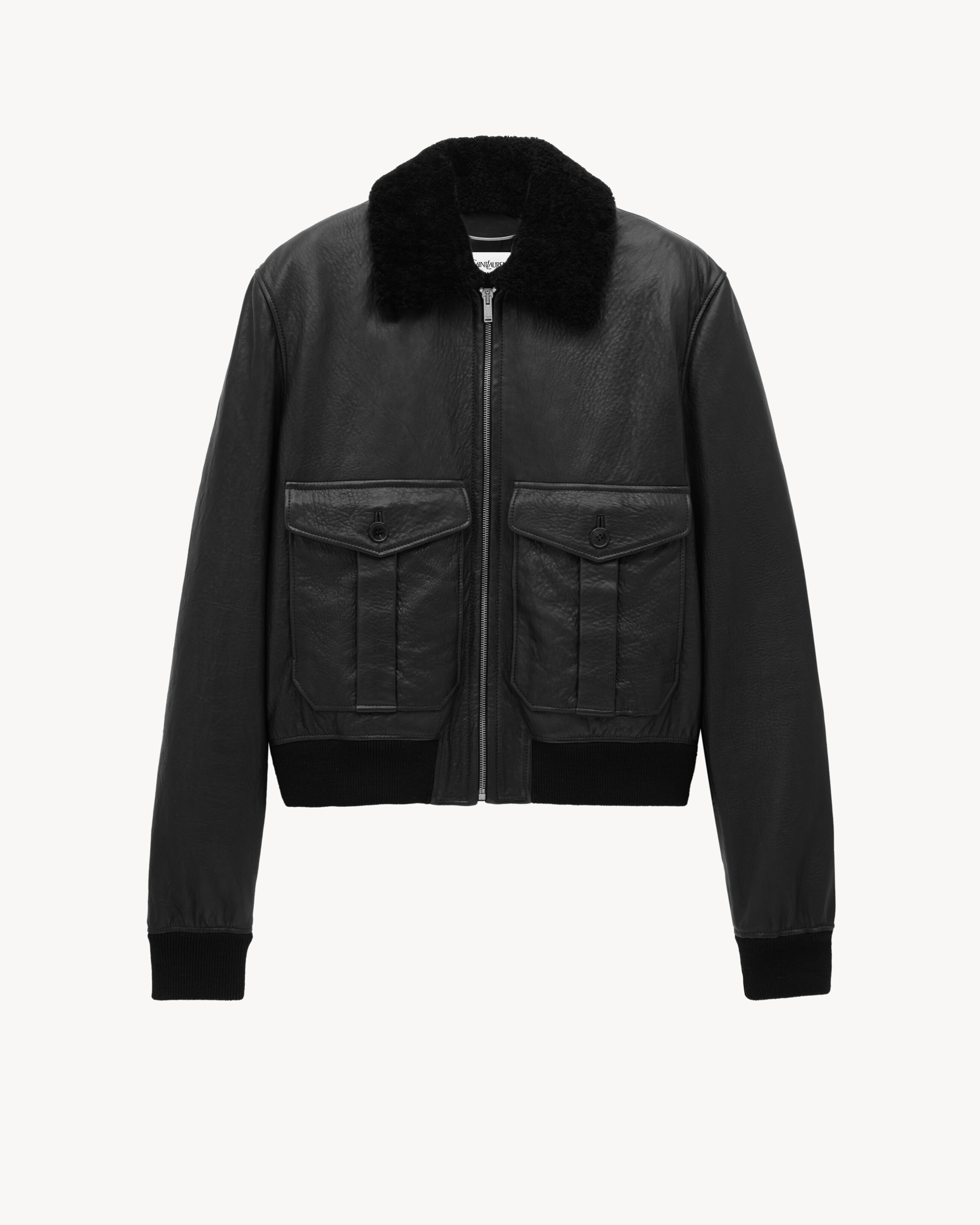 bomber jacket in bubbled lambskin and shearling | Saint Laurent Inc. (Global)