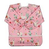 Baby Bib Sleeved Shirt With Pocket 1-3 years Toddler Painting Girls (Pink Alpaca) | Amazon (US)