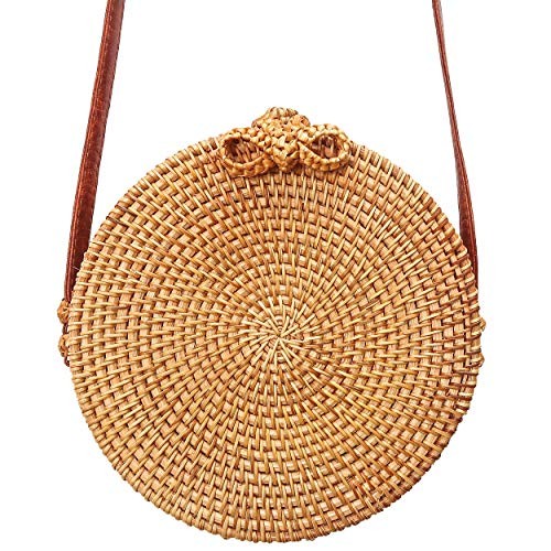 Bali Rattan Bag - Round Handwoven Crossbody Purse for Women | Amazon (US)