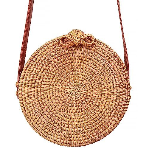 Bali Rattan Bag - Round Handwoven Crossbody Purse for Women | Amazon (US)