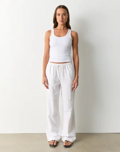 Linen Blend Tie Waist Relaxed Pant | Glassons (Australia)