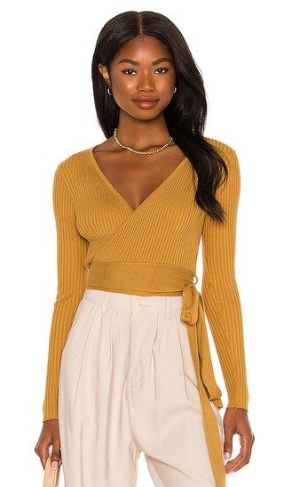 Phrada Wrap Top in Gold | Revolve Clothing (Global)
