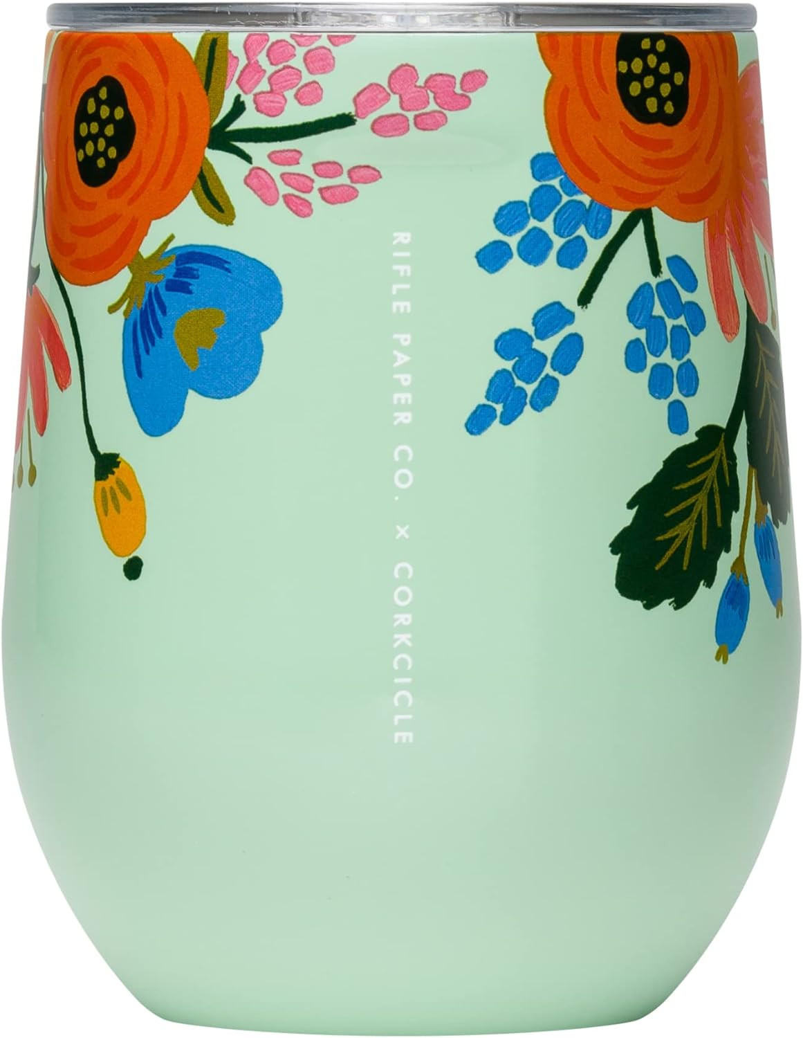Corkcicle Rifle Paper Co. Stemless Wine Glass Tumbler with Lid, Insulated Travel Cup, Gloss Mint ... | Amazon (US)