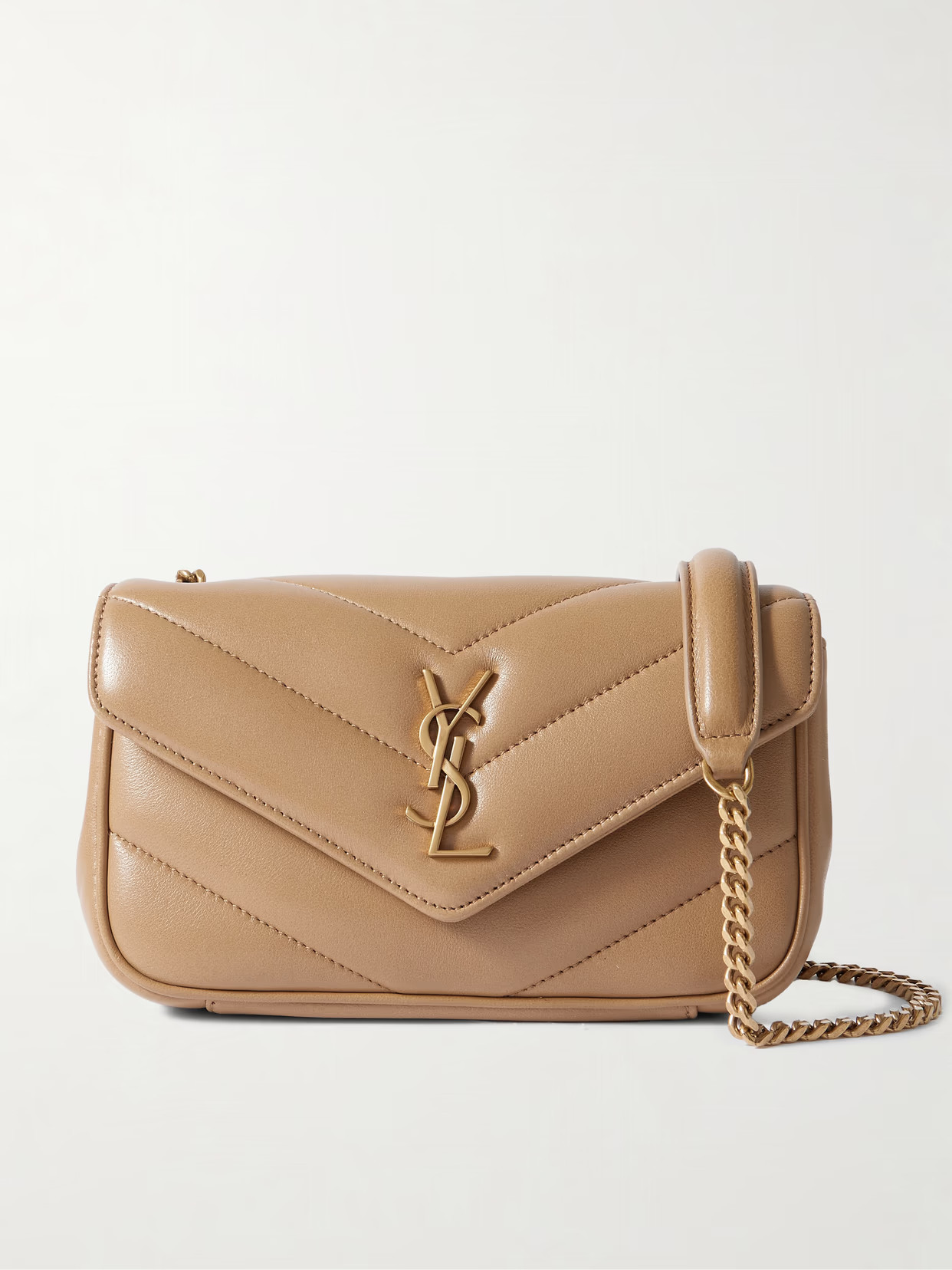 SAINT LAURENT - Loulou Mini Quilted Leather Shoulder Bag - Brown | NET-A-PORTER (US)