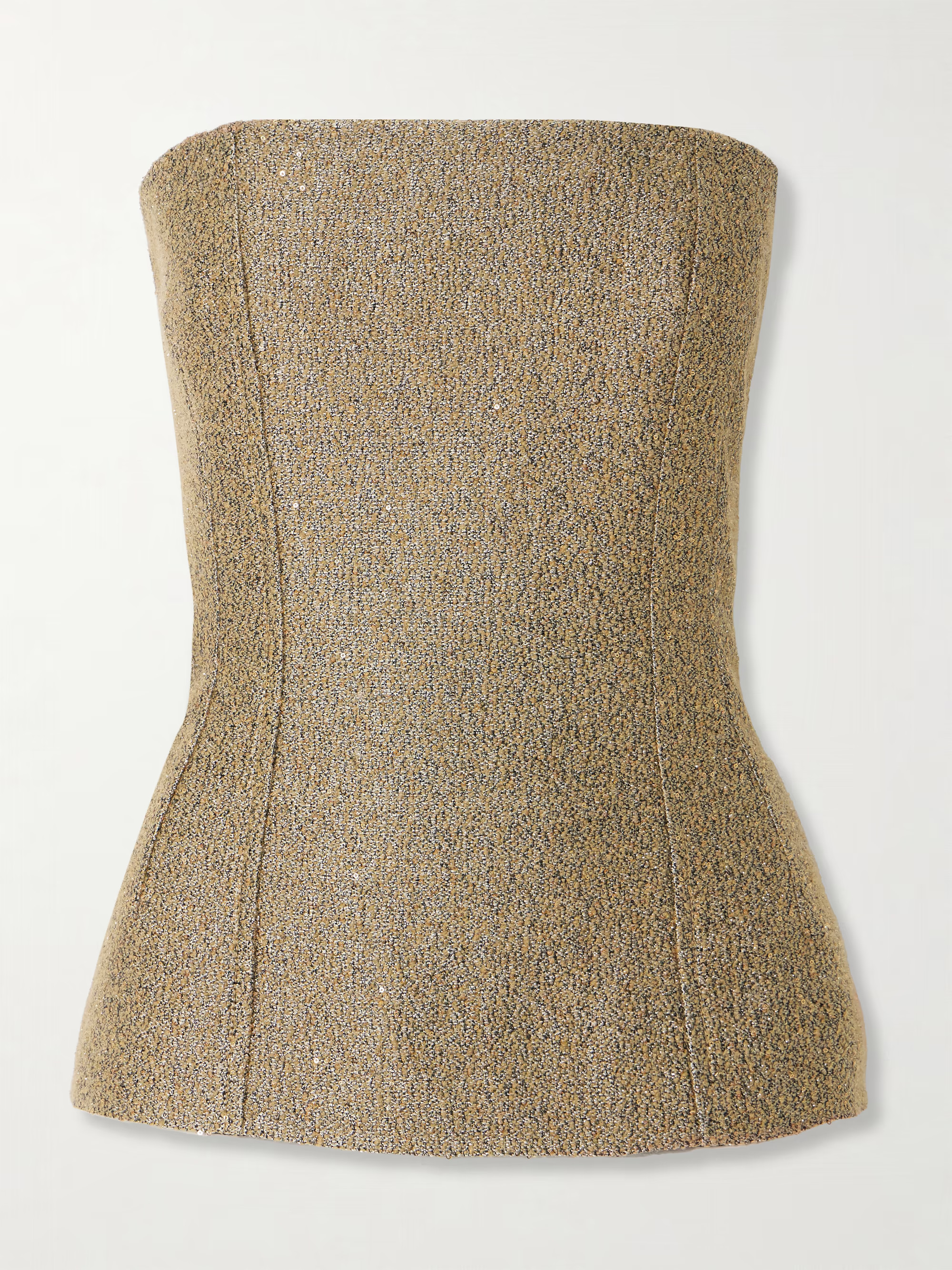 Kerina strapless sequined metallic tweed bustier top | NET-A-PORTER (UK & EU)