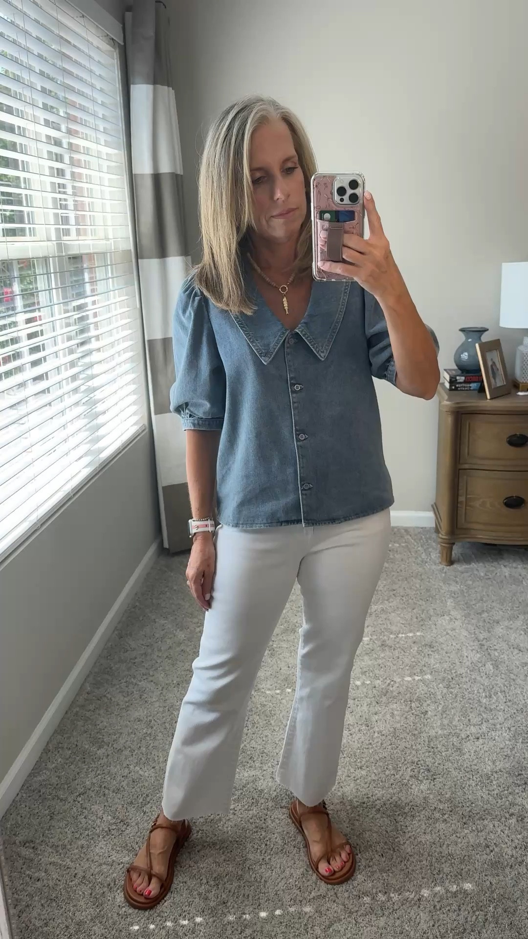 One of the cutest denim shirts I’ve ever seen. Wearing small…high sell out risk. Jeans size 27

#LTKOver40 #LTKFindsUnder100 #LTKStyleTip