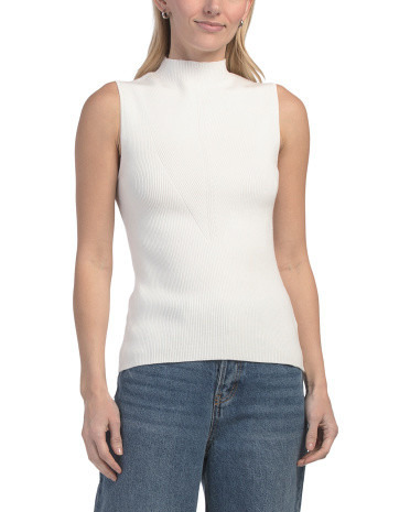 Short Sleeve Mock Neck Rib Tank Top | TJ Maxx