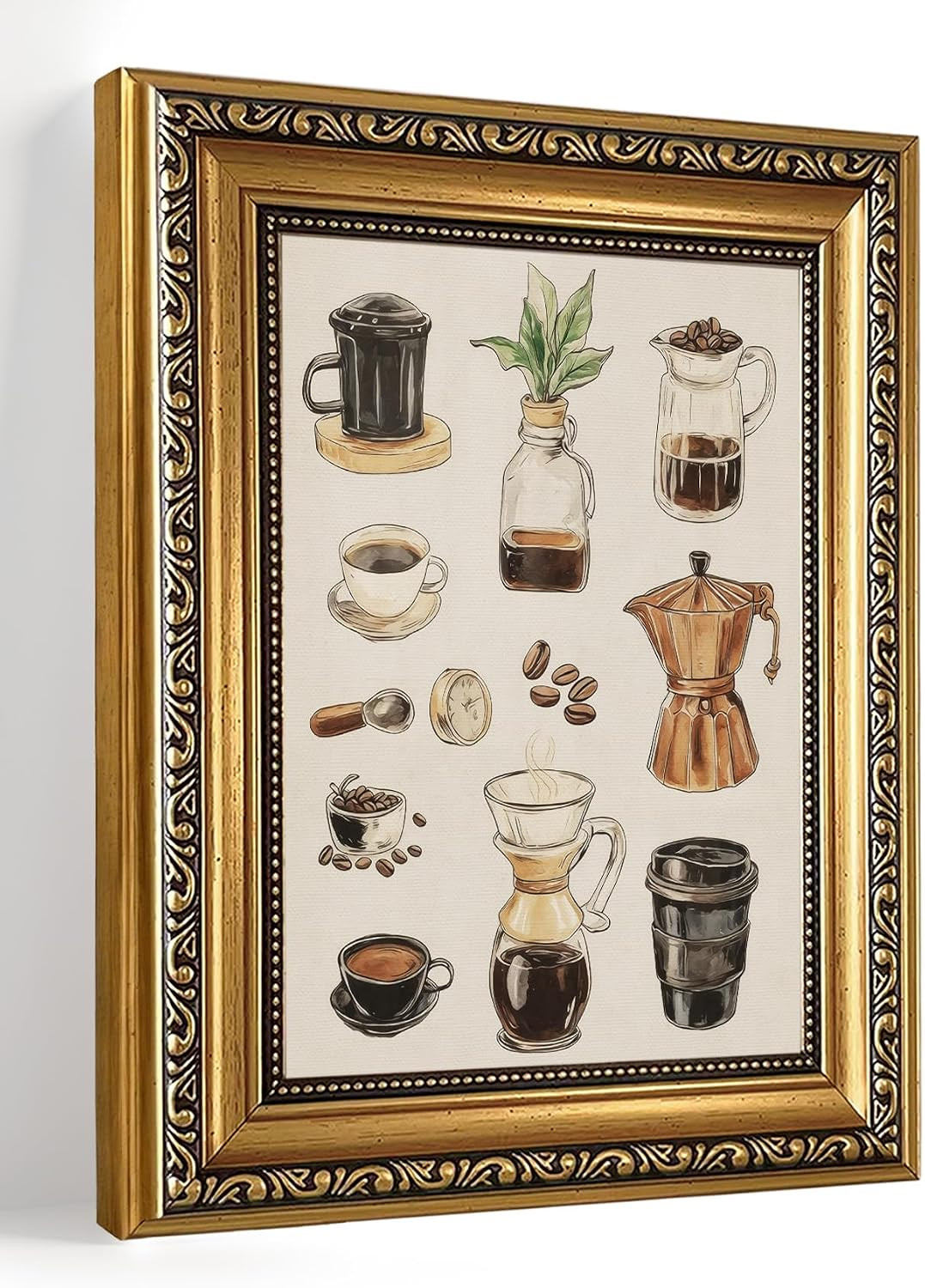 Djmwtb Coffee Wall Art, Coffee Bar Wall Decor, Gold Framed 8x10in | Amazon (US)