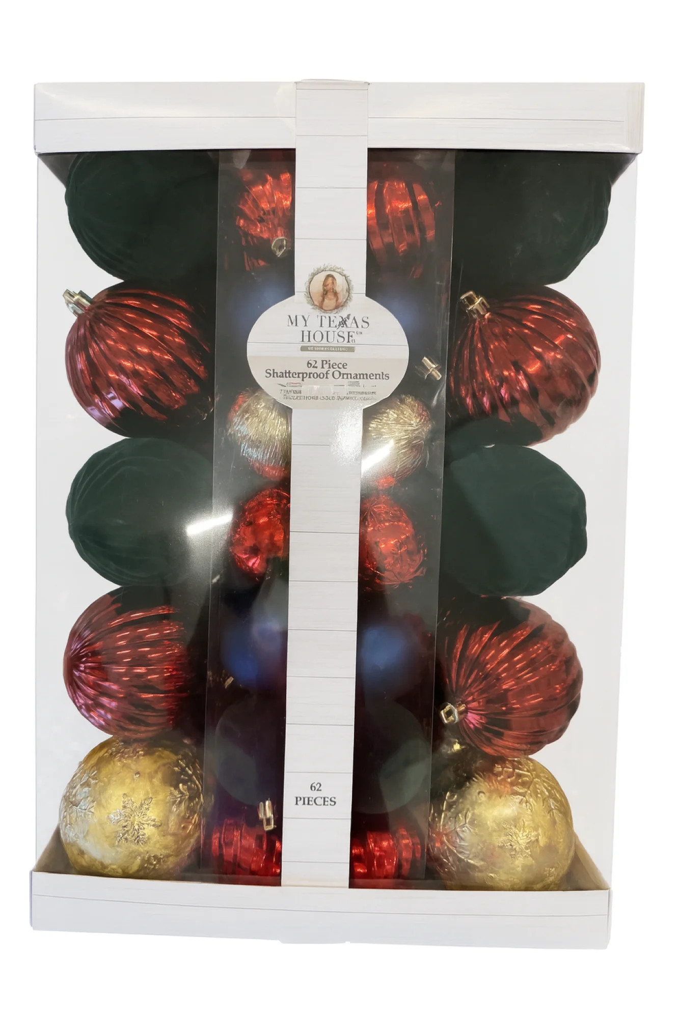 62 Count Multicolor Shatterproof Christmas Ornaments, by My Texas House | Walmart (US)