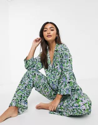 ASOS DESIGN ditsy floral traditional pyjama set in 100% modal | ASOS US