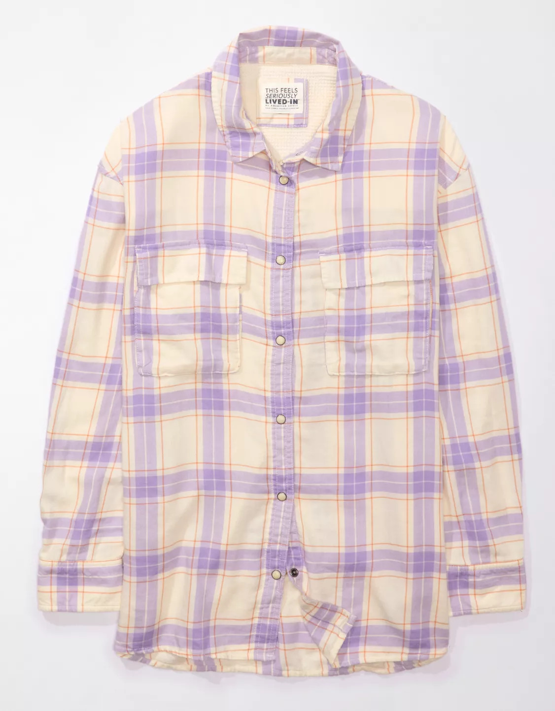 AE Oversized Long-Sleeve Plaid Button-Up Shirt | American Eagle Outfitters (US & CA)