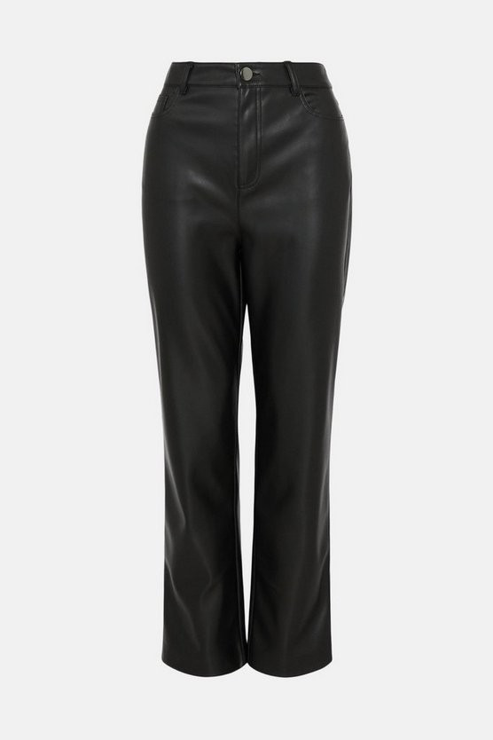 Faux Leather 5 Pocket Straight Trousers | Warehouse UK & IE