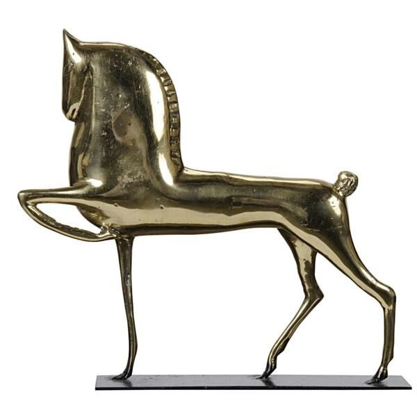 Horse Sculpture On Stand in Brass – BURKE DECOR | Burke Decor