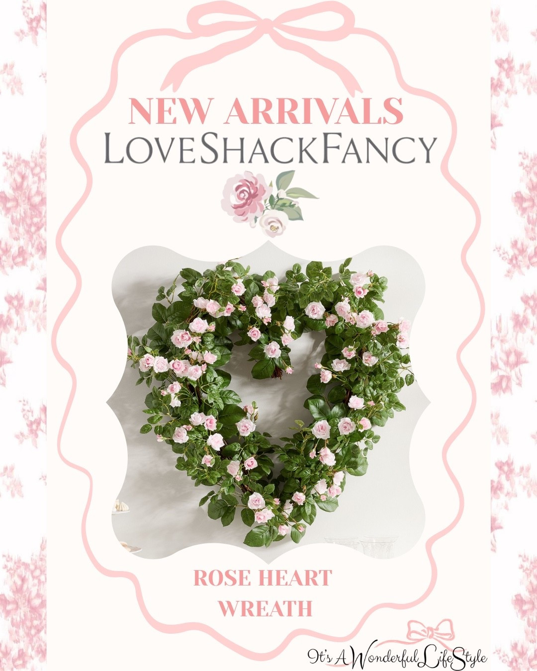 New LoveShackFancy Rose Heart Wreath❤️🎀