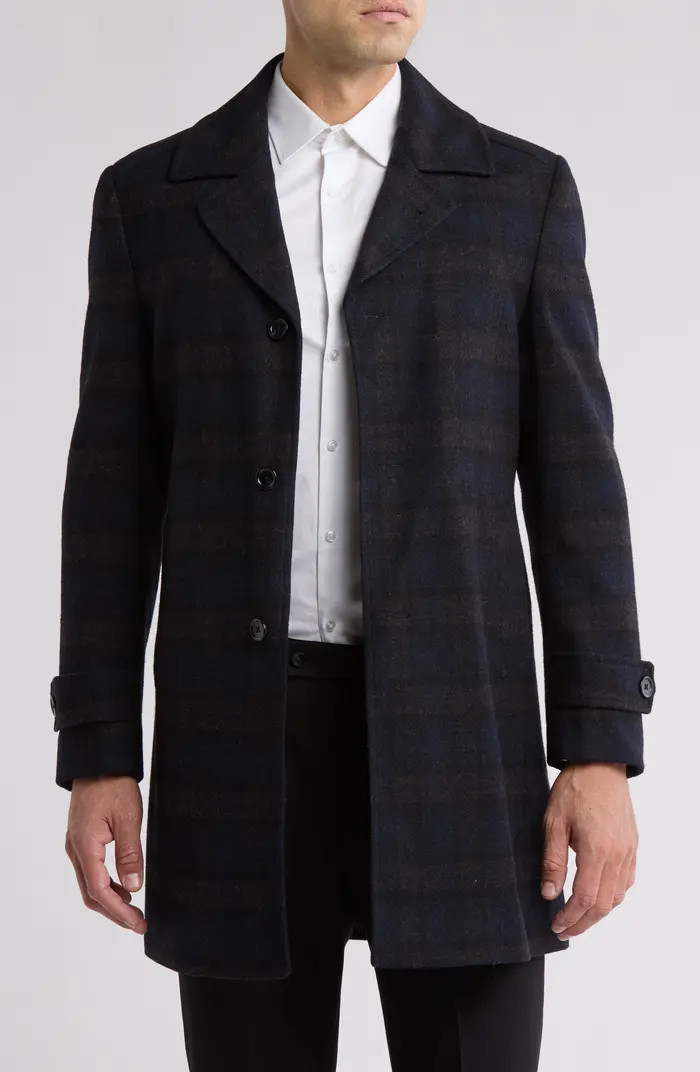 English Laundry Plaid Wool Blend Overcoat | Nordstromrack | Nordstrom Rack