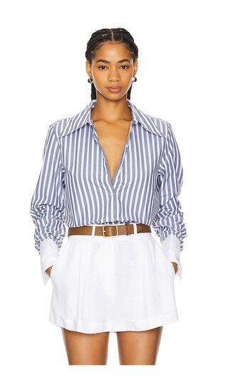 The Cuffed Statement Shirt in Dark Slate Stripe | Revolve Clothing (Global)