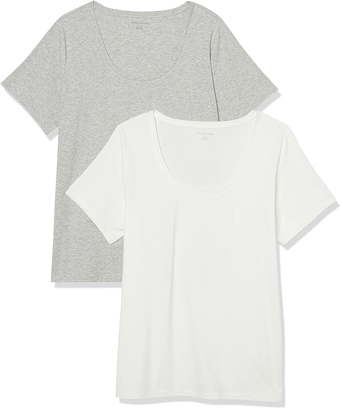 Amazon Essentials Women's Regular-Fit Short-Sleeve Scoop Neck T-Shirt (Available in Plus Size), P... | Amazon (US)