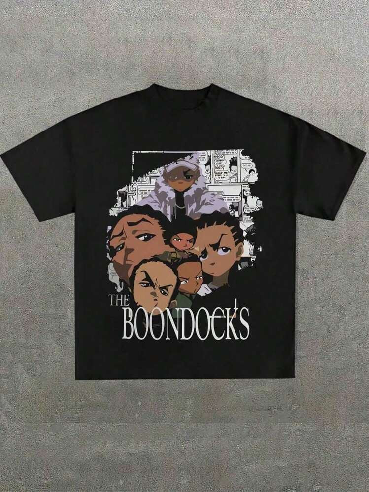 1 PcsPlus Size Men's,The Boondocks Men's Classic Music Tour 2025 Adult Soft Tees,Anime Character Patterns,(1 Pcs )100% Cotton Casual Printed T-Shirt,Crew Neck Short Sleeve,180g Cotton T-Shirt,For180g 100% Cotton | SHEIN