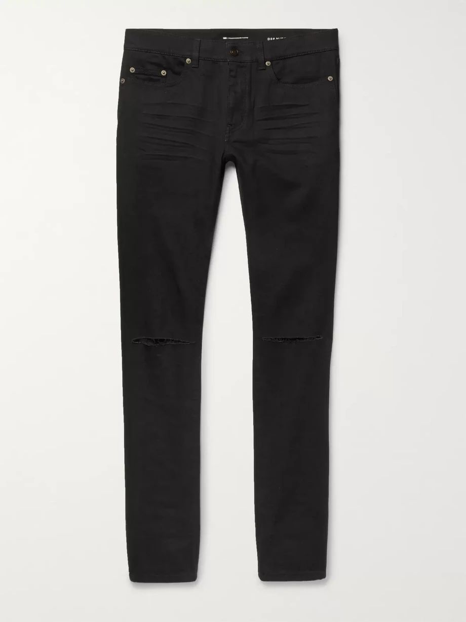 Skinny-fit 15cm Hem Distressed Stretch-denim Jeans - Black | Mr Porter DE