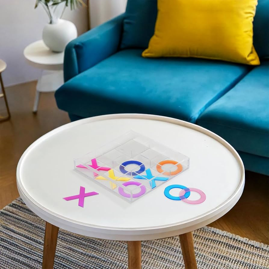 American Art Decor Acrylic Tic Tac Toe Board Game Set X's & O's - Coffee Table Decor - Multicolor... | Amazon (US)
