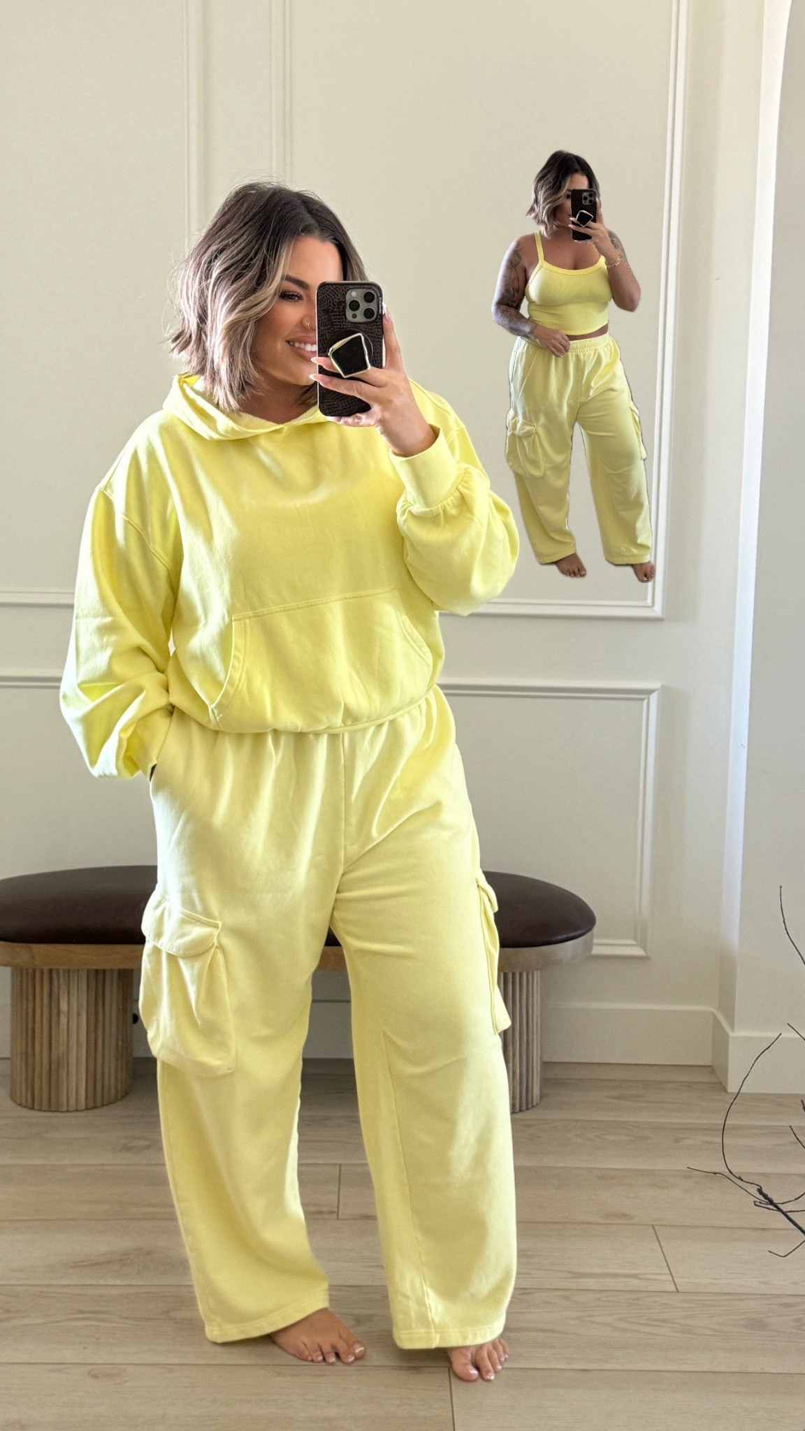 Cargos are now sold out but I linked the other styles in the same color that they have. 
Tank M/L 
Sweatshirt L 
Pants XL for baggy fit 
#walmart 

#LTKMidsize #LTKSaleAlert