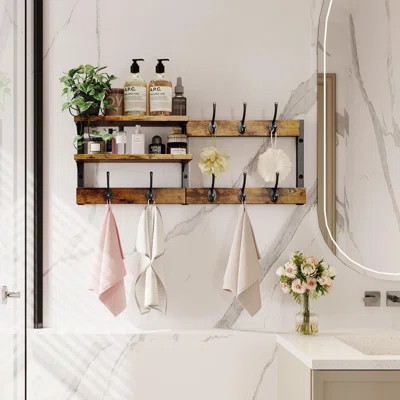 Coat Hooks Wall Mounted with 8 Heavy Duty Double Hooks for Bedroom | Wayfair North America