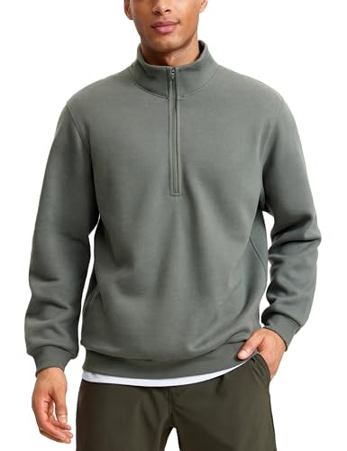CRZ YOGA Fleece Lined Half Zip Sweatshirts for Men Mock Neck Pullover Sweat Shirts Casual Workout... | Amazon (US)