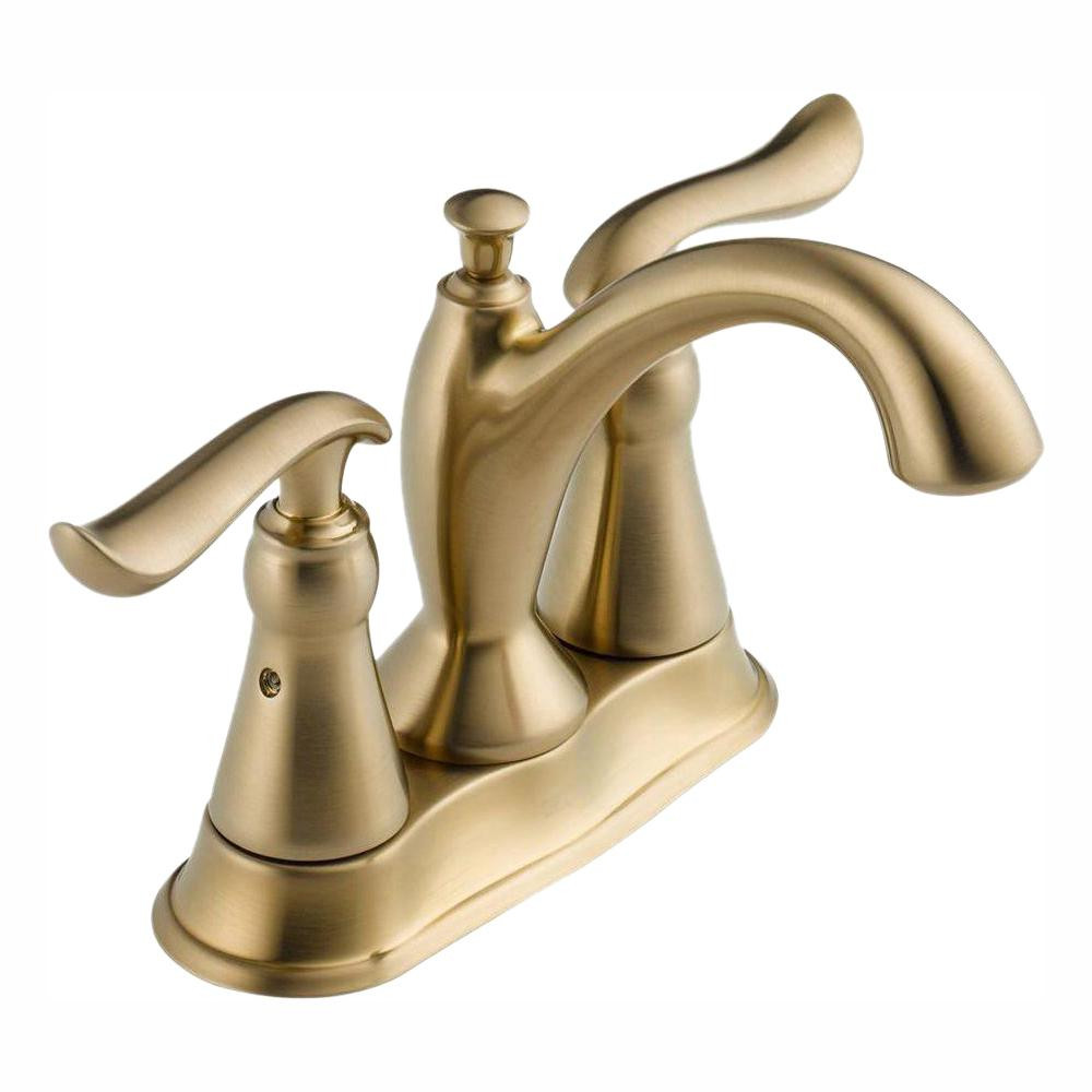 Delta Linden 4 in. Centerset 2-Handle Bathroom Faucet with Metal Drain Assembly in Champagne Bronze | The Home Depot