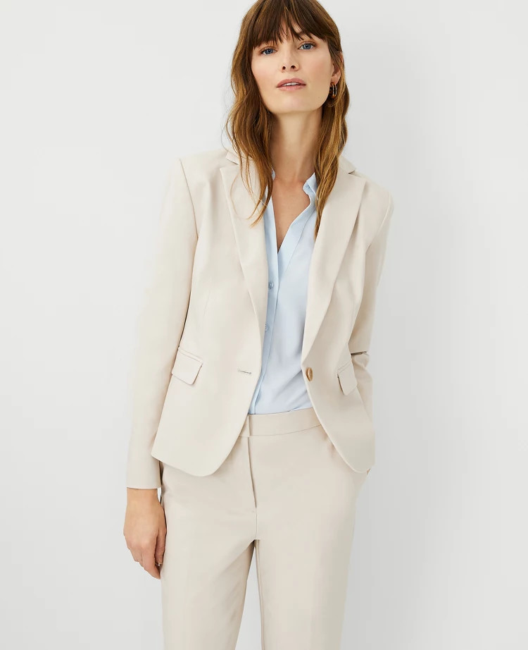 The Shorter One Button Blazer in Stretch Cotton | Ann Taylor (US)