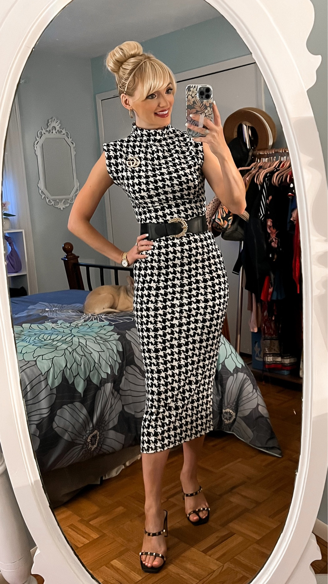 Sleeveless statement shoulder houndstooth dress - black studded heels - office style - office dress - fall transition outfit - wear to work - work style - work outfit idea - Amazon Fashion - Amazon Finds 

#LTKSeasonal #LTKworkwear #LTKunder50