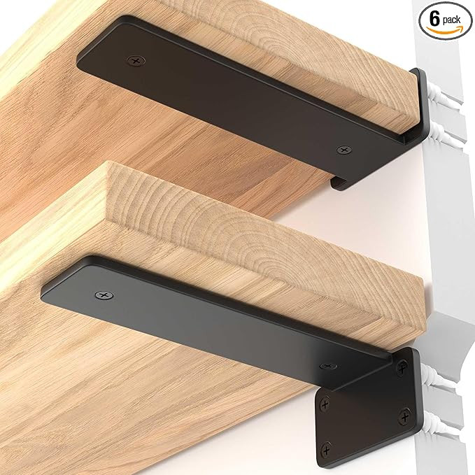 LEOPO 6 inch 6 Pack Floating Shelf Bracket, 1/4” Thick Heavy Duty Rustic Industrial Shelf Brack... | Amazon (US)