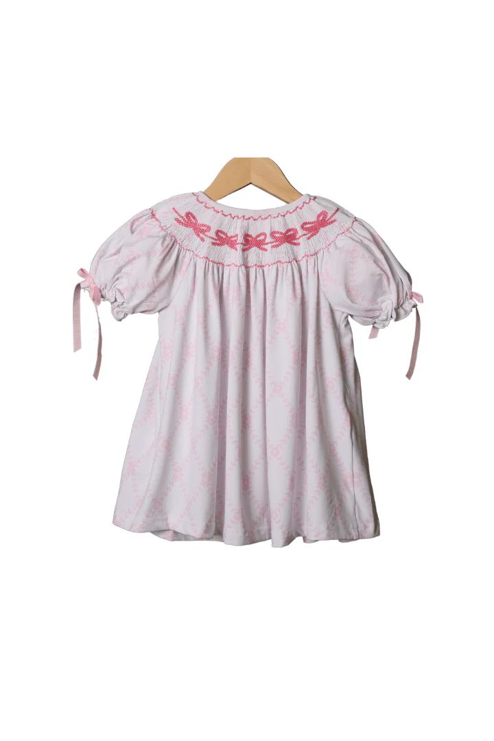 Smocked Classic Bow Floral Trellis Dress | The Smocked Flamingo