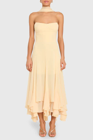 Amanda Uprichard Monterey Dress With Scarf in Cornsilk - Size M | Amanda Uprichard