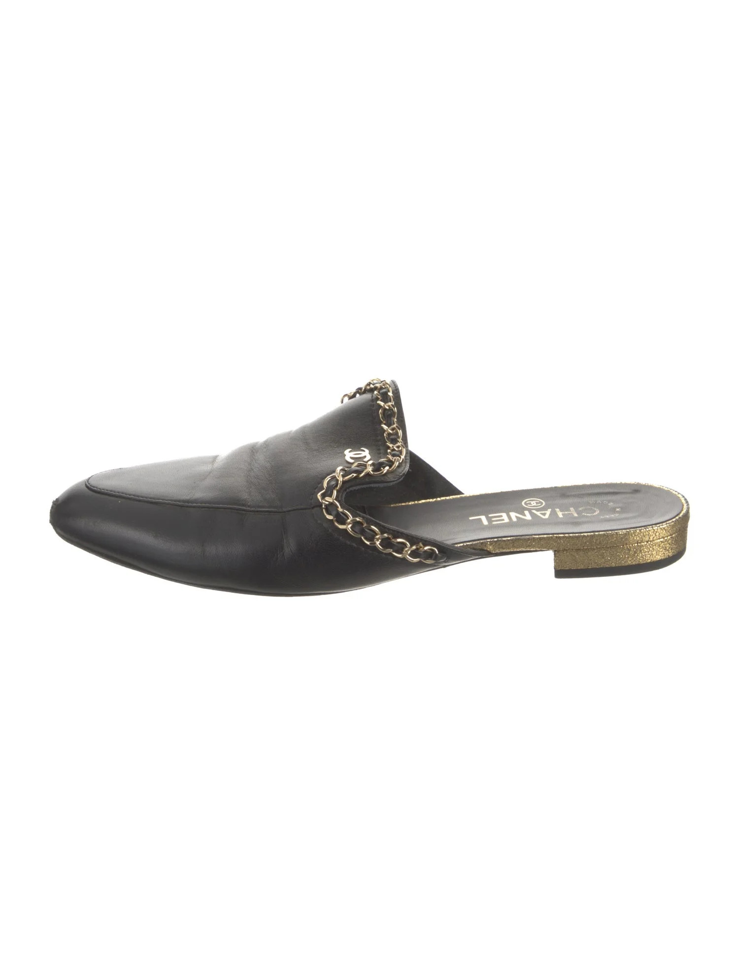 Interlocking CC Logo Leather Mules | The RealReal