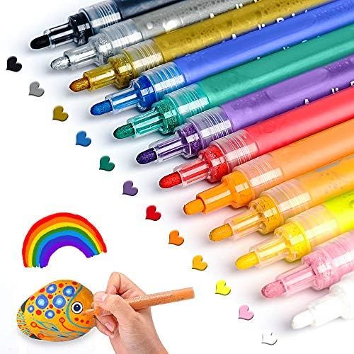 JR.WHITE Acrylic Paint Pens Paint Markers for Rock Painting, Canvas, Wood, Glass, Fabric, Metal, ... | Amazon (US)