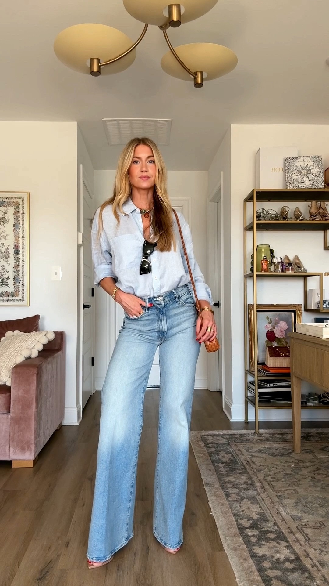 One of my favorite elongating wide leg denim is back in stock! Wash is ‘I confess’ and they run TTS. Wearing a 25. 

Light linen top: sold out, but I own the similar version linked below, and it is very similar. It runs true to size and I like to size up for an oversized fit.  

Clear kitten heels: TTS 

Casual fall outfit

#LTKootd #LTKgrwm #LTKdayinmylife